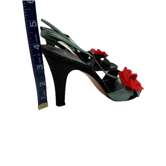 Sz 7 B - 7.5 ICONIC Vintage Halston Roses Disco Sandals 1970s Cocktail Evening - Picture 4 of 9
